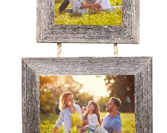 Edeco Rustic Wooden Picture Frames 5 x 7 Set of 3 Solid Wood Photo Frame with Real Glass Multi-color Combination Set Wall Mounting or Tabletop Display 
