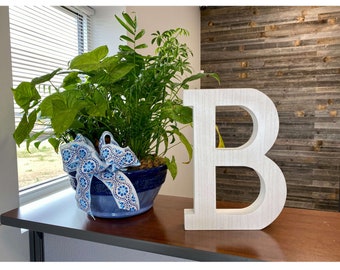 Large 15 3/4" Free Standing White Decorative Monogram Wood Letter