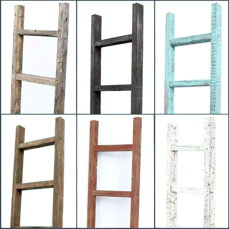 Rustic Farmhouse Decorative Wood Ladder 1.625 Deep Ladder Multiple Sizes & Colors Available Blanket Ladder, Quilt Ladder, Ladder Shelf image 9