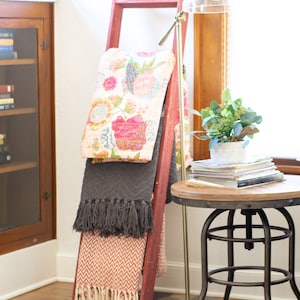 Blanket Ladder, Decorative Ladder, Wood Ladder, Rustic Ladder, Wooden Ladder, Towel Ladder, Quilt Ladder (Multiple Sizes & Colors Available)