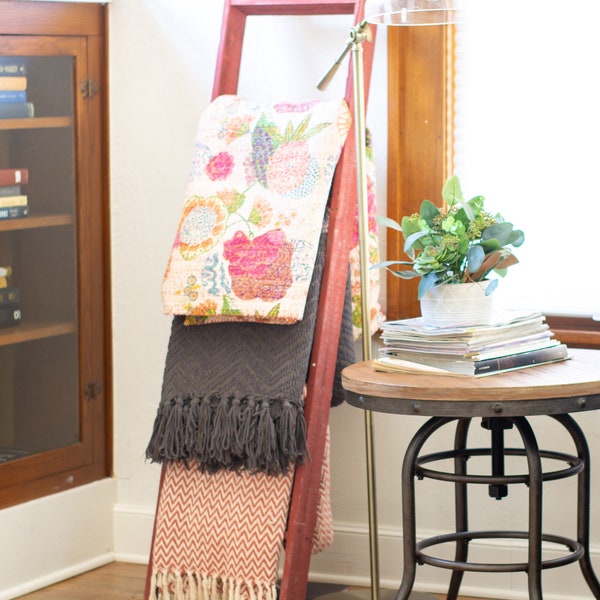 Blanket Ladder, Decorative Ladder, Wood Ladder, Rustic Ladder, Wooden Ladder, Towel Ladder, Quilt Ladder (Multiple Sizes & Colors Available)