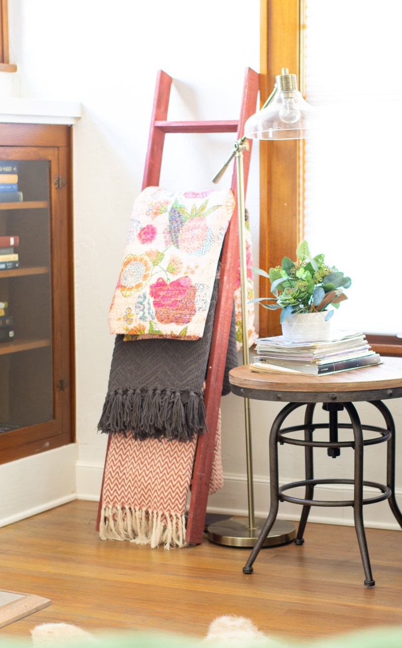 Blanket Ladder, Decorative Ladder, Wood Ladder, Rustic Ladder, Wooden Ladder, Towel Ladder, Quilt Ladder Multiple Sizes & Colors Available image 1