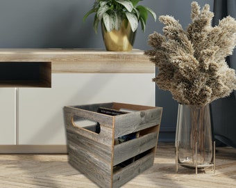 Record Crate Holds Over 50 Albums | 100% Reclaimed Wood Vinyl Storage Organizer | Fully Assembled Tabletop or Floor Crate by BarnwoodUSA