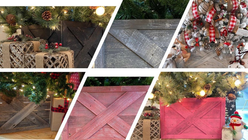 Christmas Tree Collar, Christmas Tree Box, Tree Collar, Christmas Tree Stand, Xmas Tree Skirt, Rustic Tree Skirt, Farmhouse Tree Skirt image 3