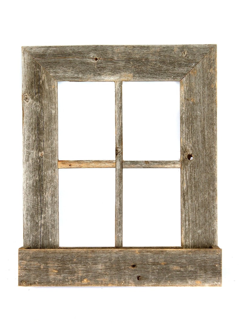 BarnwoodUSA Rustic Wooden Window Planter Box Weathered Gray Wood Planter Stand