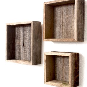 BarnwoodUSA | Farmhouse Deluxe Box Shelves | 100% Reclaimed Wood | Weathered Gray