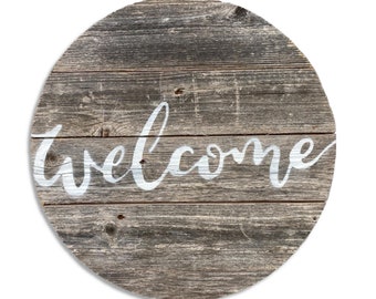 Welcome Sign for Front Porch | Round Front Door Welcome Sign 14" | Large Sign Rustic Farmhouse | Housewarming Gift | Indoor or Outdoor