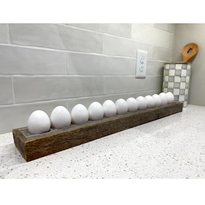 Egg Holder Countertop Display for Farm Fresh Eggs | Egg Tray Holds 12 Eggs in Reclaimed Wood Egg Sorter | Display and Store a Dozen Eggs