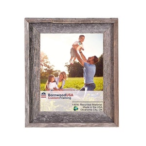 BarnwoodUSA Rustic 14&quot; x 14&quot; - 15&quot; x 36&quot; Custom Signature Picture Frame - 100% Reclaimed Wood | Weathered Gray