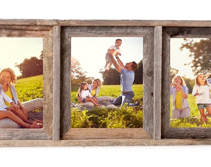 BarnwoodUSA Signature 3 Collage Photo Frame - 100%  Genuine Reclaimed Wood
