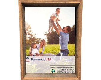 BarnwoodUSA Rustic 4" x 4" - 5" x 36" Custom Shadow Box Picture Frame - 100% Reclaimed Wood | Weathered Gray