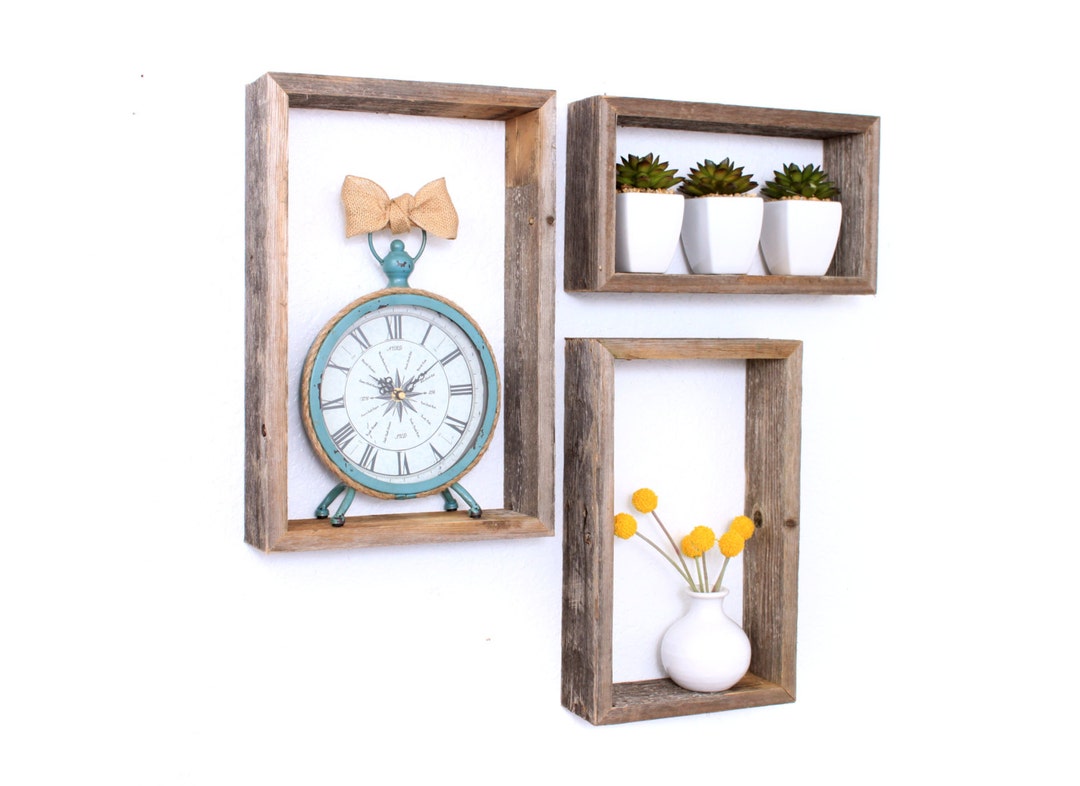Set of 3 Floating Rectangle Shelves | Wood Shelves | Wall Shelves ...