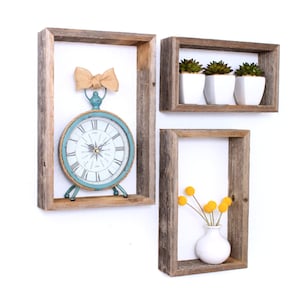 Set of 3 Floating Rectangle Shelves | Wood Shelves | Wall Shelves | Floating Shelf | Wall Shelf | Wooden Shelves | Reclaimed Wood Shelves