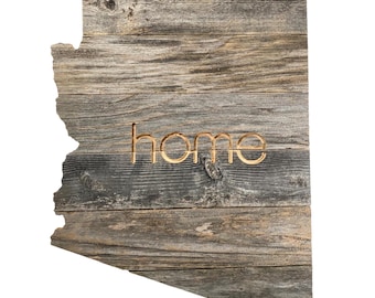 Arizona Rustic Farmhouse Wood State Sign | State Wall Home Décor | Makes A Great AZ State Themed Gift | Made of 100% Reclaimed Wood