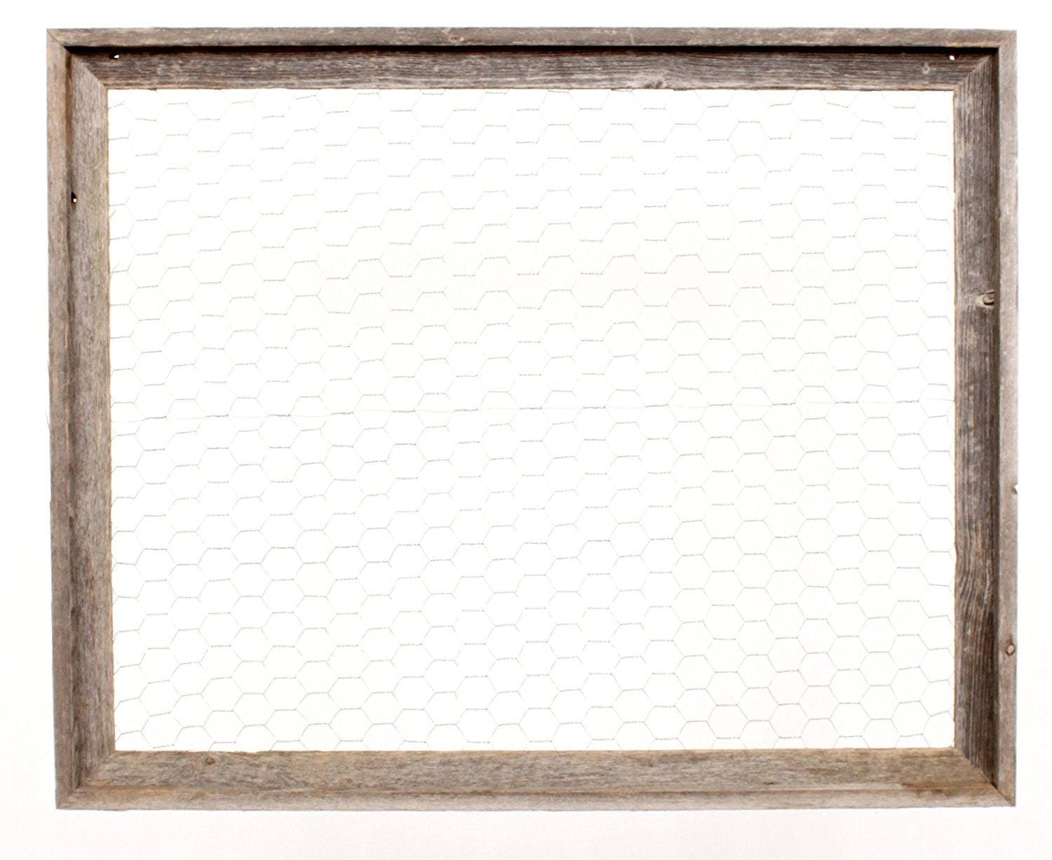 Reclaimed Rustic Barnwood Chicken Wire Photo or Message Board - Includes 10  Mini Clothes