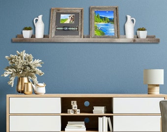 Picture Ledge Wall Shelf | Floating Narrow Wall Shelf | Reclaimed Wood Shelf Displays: Photos, Collectibles, Artwork, Vinyl by BarnwoodUSA