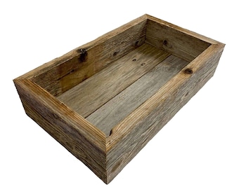 BarnwoodUSA Small Rustic Wooden Box | Best for Wood Flower Planter, Caddy Boxes, Toilet Top Storage Boxes, and Table Decor | Weathered Gray