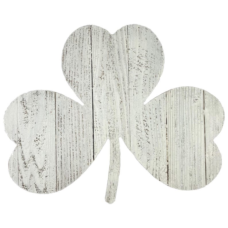 May include: Whitewashed wooden shamrock with a distressed finish. The shamrock is a traditional Irish symbol of good luck.