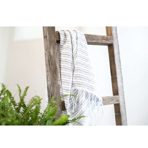 Rustic Farmhouse Decorative Wood Ladder | 1.625&quot; Deep Ladder | Multiple Sizes & Colors Available! Blanket Ladder. (No assembling required)