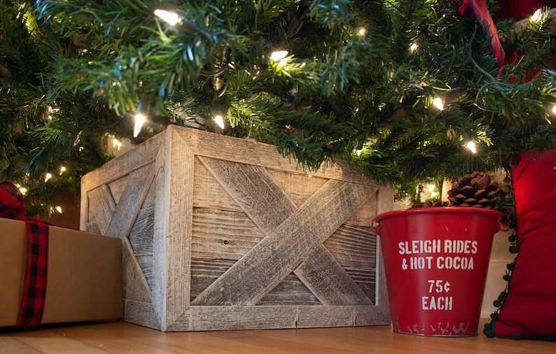 Christmas Tree Collar, Christmas Tree Box, Tree Collar, Christmas Tree Stand, Xmas Tree Skirt, Rustic Tree Skirt, Farmhouse Tree Skirt image 5