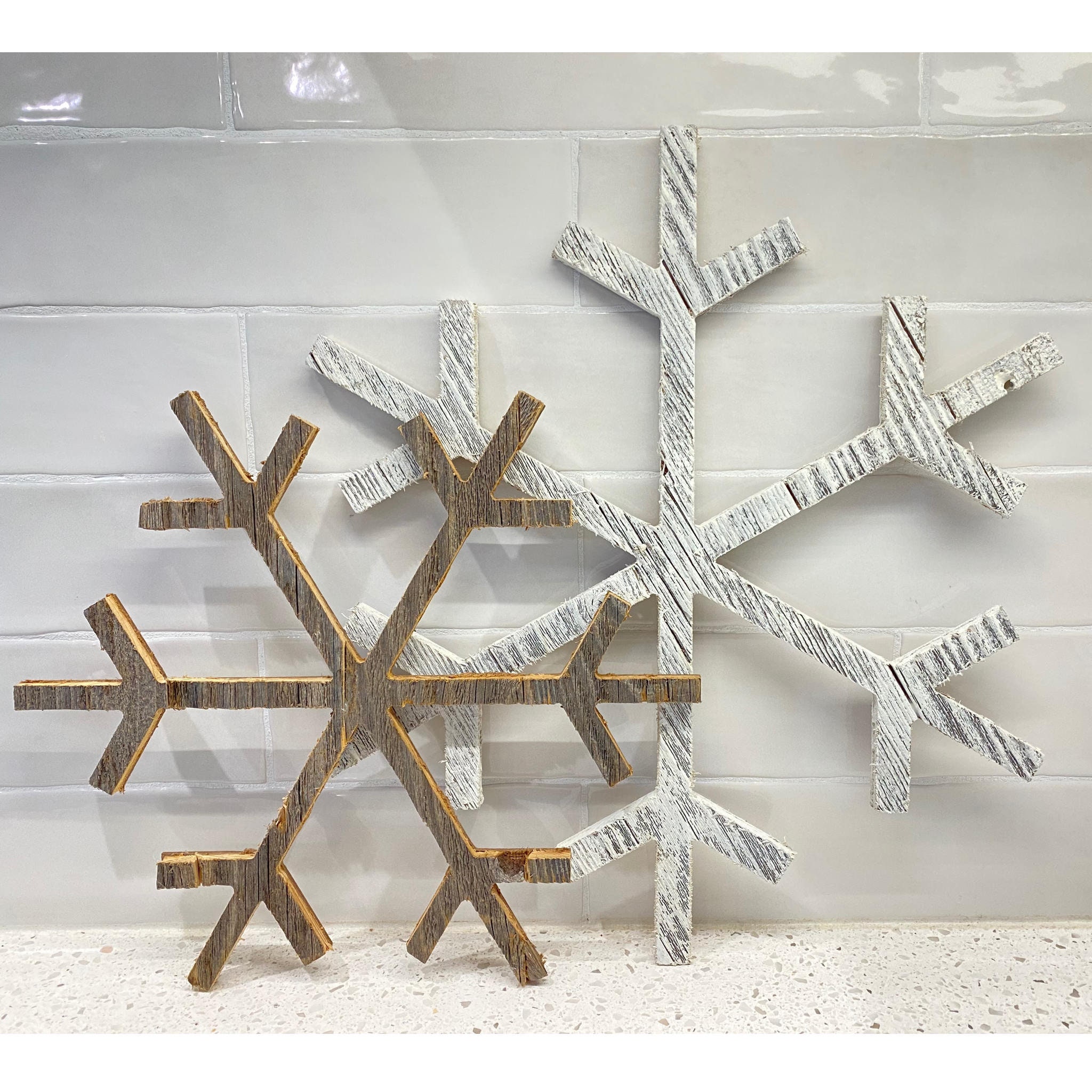 12 Pcs Christmas Unfinished Wooden Snowflake Ornaments for Crafts Unfinished Predrilled Wood with Cords for Decoration, Size: 13