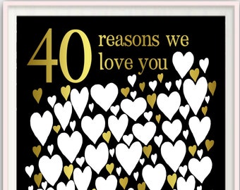 40th Birthday Gift: 40 Reasons We Love You Poster (Digital Download)