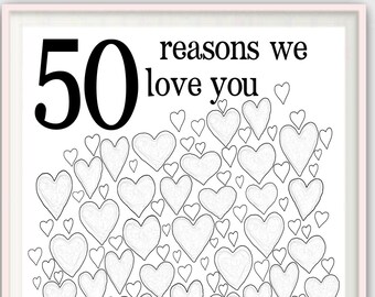 50th Birthday Party Guest Book Poster - Gift for Man, 50th Birthday Gifts For Husband, For Him, Men, For Dad, BLACK, DOWNLOAD