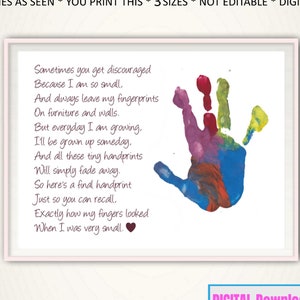 Handprint Art Gift for Mother, Gift from Kids, Gifts for Mom, Gift From Grandkids, Personalized, DIY, PRINTABLE, Mom Gifts, Christmas Gift image 1