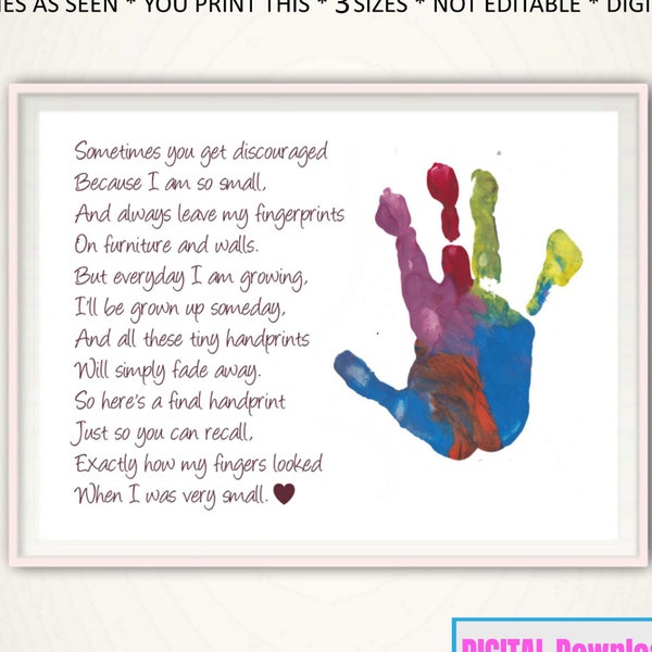 Handprint Art - Gift for Mother, Gift from Kids, Gifts for Mom, Gift From Grandkids, Personalized, DIY, PRINTABLE, Mom Gifts, Christmas Gift