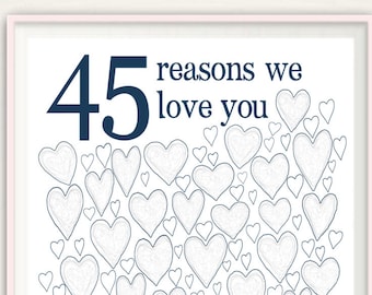 45th Birthday Gift - 45th Birthday for Men, For Her, 45 Birthday Gift, For Dad, For Him, PRINTABLES, Party Decorations, Guest Book DOWNLOAD