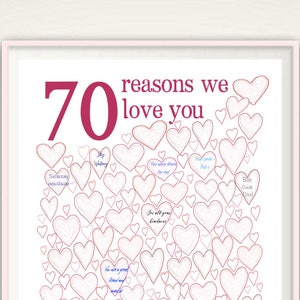 70th Birthday Gift For Mom 70th Birthday Poster, PRINTABLE 70th Birthday Party Decorations, 70 Years Loved, 70 Year Old Birthday, Sign image 1