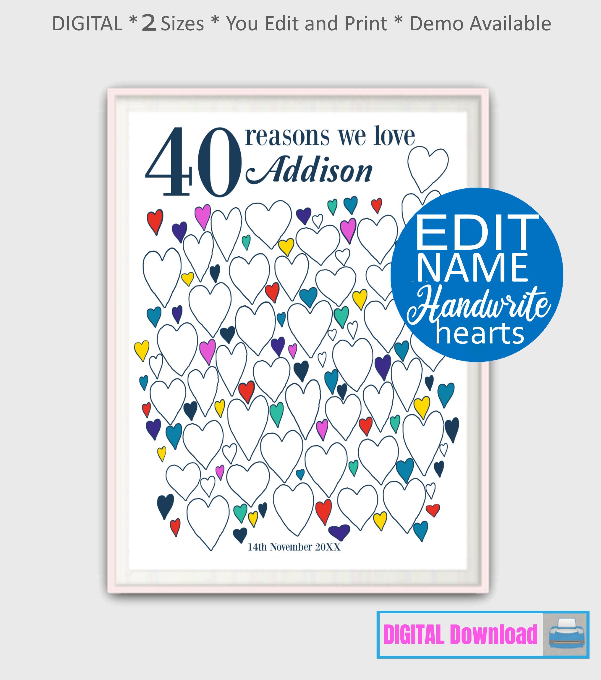 Personalized 40th Birthday Gifts EDITABLE Name 40th Birthday - Etsy India