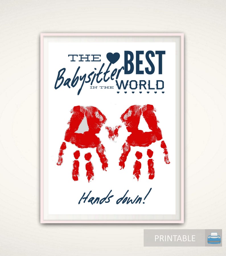 Babysitter Gift  Gift for Babysitter  Personalized Handprint image 0