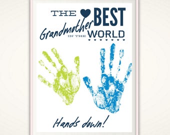 Best Grandmother Gifts, Grandmother Gift from GrandKids, Worlds Best Grandmother, Personalized Grandmother Gift from Kids, Handprint Art