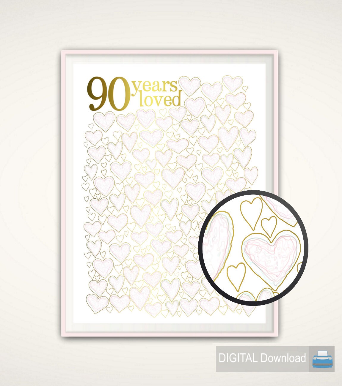 90 Years Loved PRINTABLE 90th Birthday Gift 90th Birthday - Etsy Norway