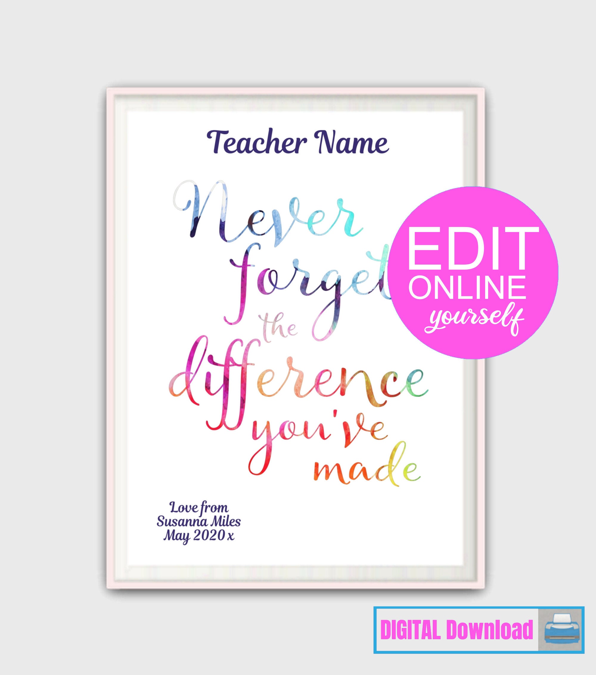 Teacher Appreciation Gift Never Forget the Difference - Etsy