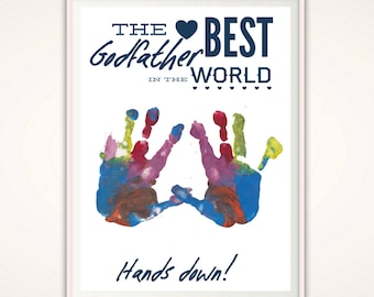 Godfather Gift - Personalized Gift for Godfather, Godparent Gift,  INSTANT Download DIY Handprint Art, Baptism Gift, Christening Gift, PDF