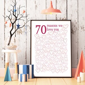 70th Birthday Gift For Mom 70th Birthday Poster, PRINTABLE 70th Birthday Party Decorations, 70 Years Loved, 70 Year Old Birthday, Sign image 4