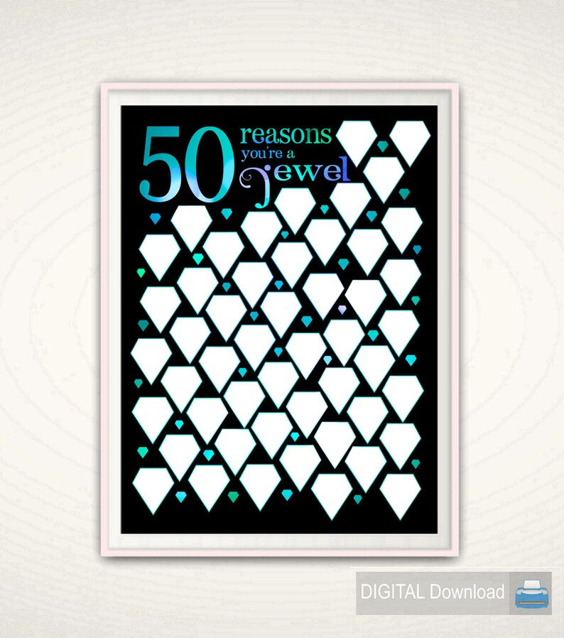 50th Birthday Guest Book Gift 50th Anniversary Gifts Jewel Etsy