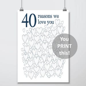 40th Birthday Gift for Man 40th Birthday Gifts For Husband, For Him, Men, For Dad, PRINTABLES, Party Decorations, Guest Book, DOWNLOAD image 2