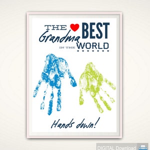 Grandma Gift - Christmas Gift for Grandma, Grandma Birthday Gift from GrandKids, Present, PRINTABLE Personalized Handprint Art, DIY Print