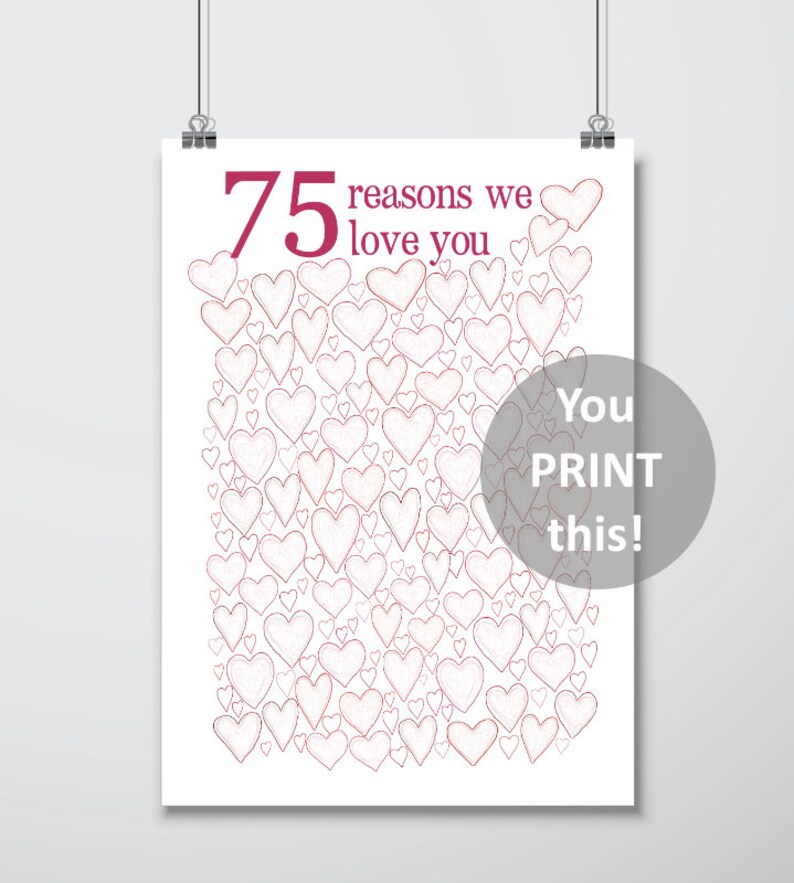 75th Birthday Gift For Mom 75th Birthday Poster PRINTABLE