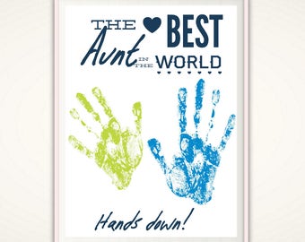 Birthday Gift for Aunt - Aunt Gift from Nephew, From Niece, Handprint Art, Christmas Gift for Aunt, Personalized Aunt Gift,  INSTANT Pdf