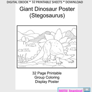 Giant Dinosaur Coloring Poster Ebook PDF Collaborative Classroom Art Activity image 1