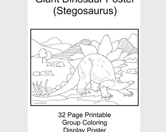 Giant Dinosaur Coloring Poster Ebook PDF - Collaboratieve kunstactiviteit in de klas