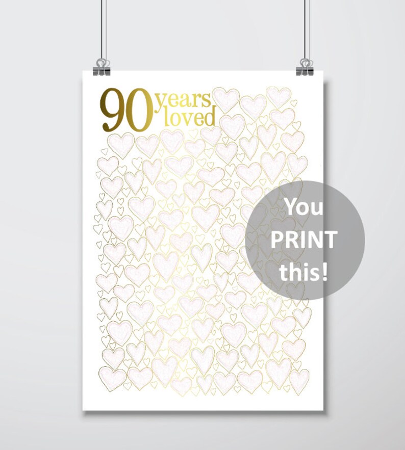 90 Years Loved PRINTABLE 90th Birthday Gift 90th Birthday - Etsy