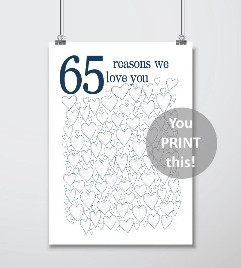65th Birthday Gift 65th Birthday PRINTABLES Dad Posters - Etsy