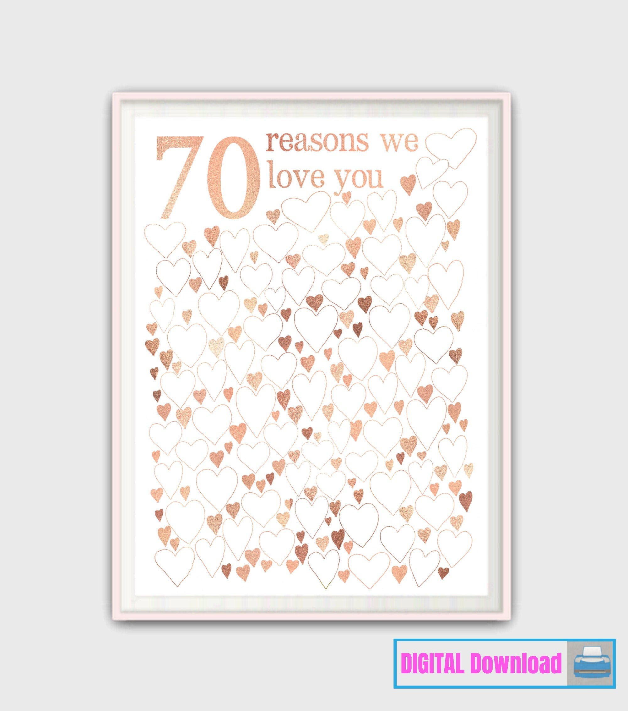 70th Birthday Gift 70 Reasons We Love You 70th Birthday - Etsy