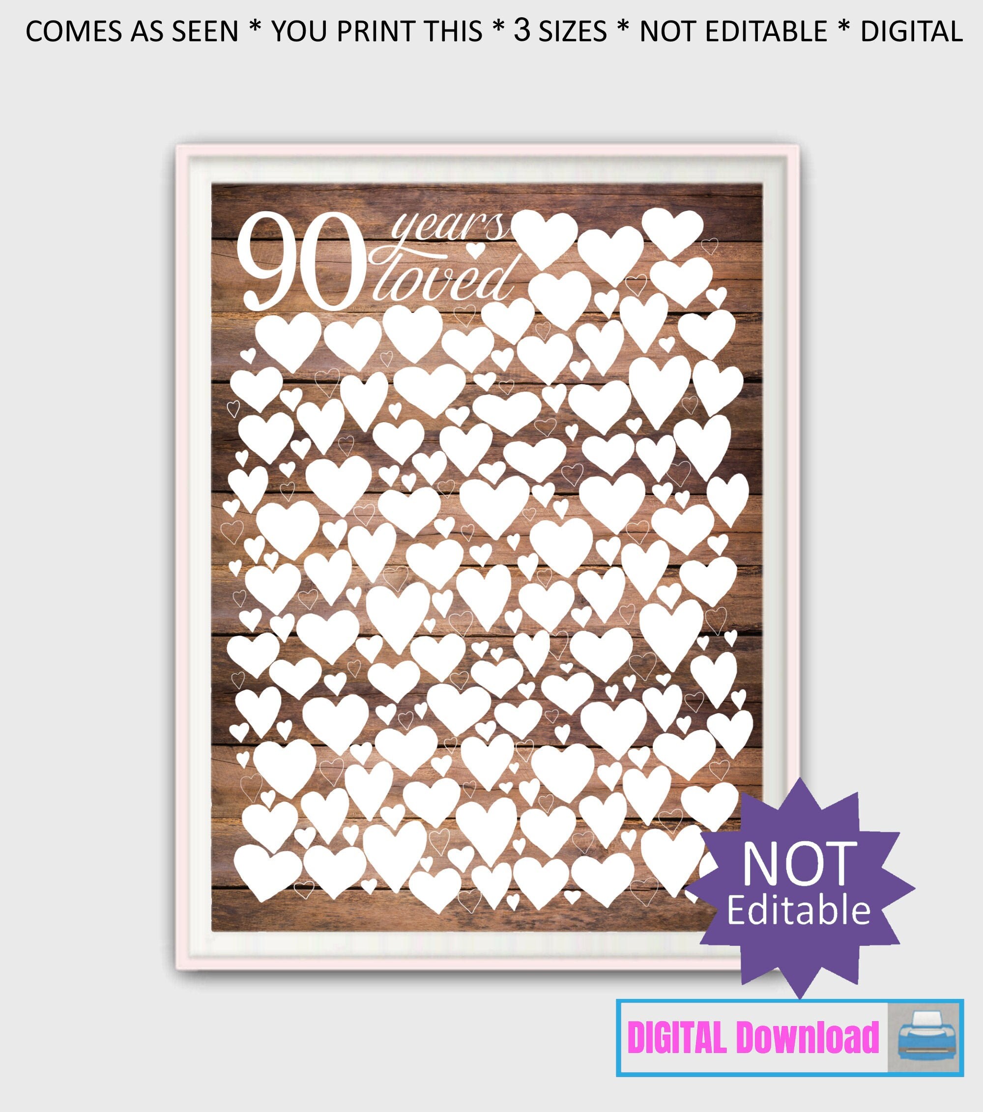 90th Birthday Gift Rustic 90 Years Loved PRINTABLE 90th - Etsy