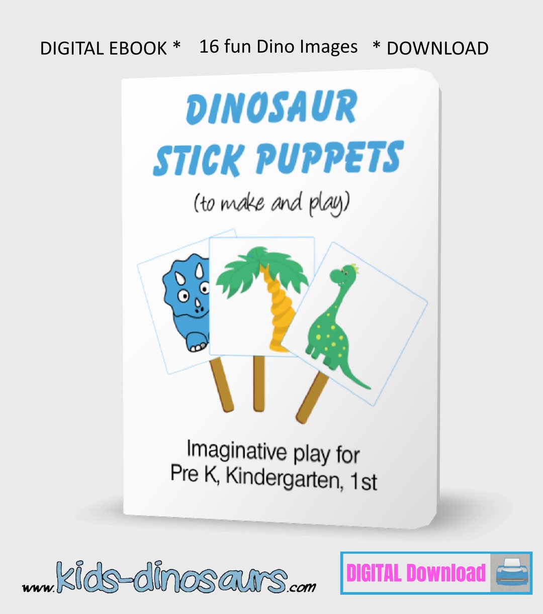 Dinosaur Printable Stick Puppet Ebook PDF - Educational Fun for ...